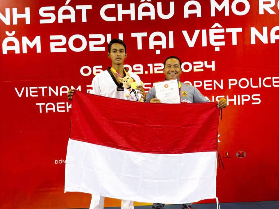 Personel Polresta Bogor Kota Raih Medali Emas di Kejuaraan Taekwondo Polisi Asia