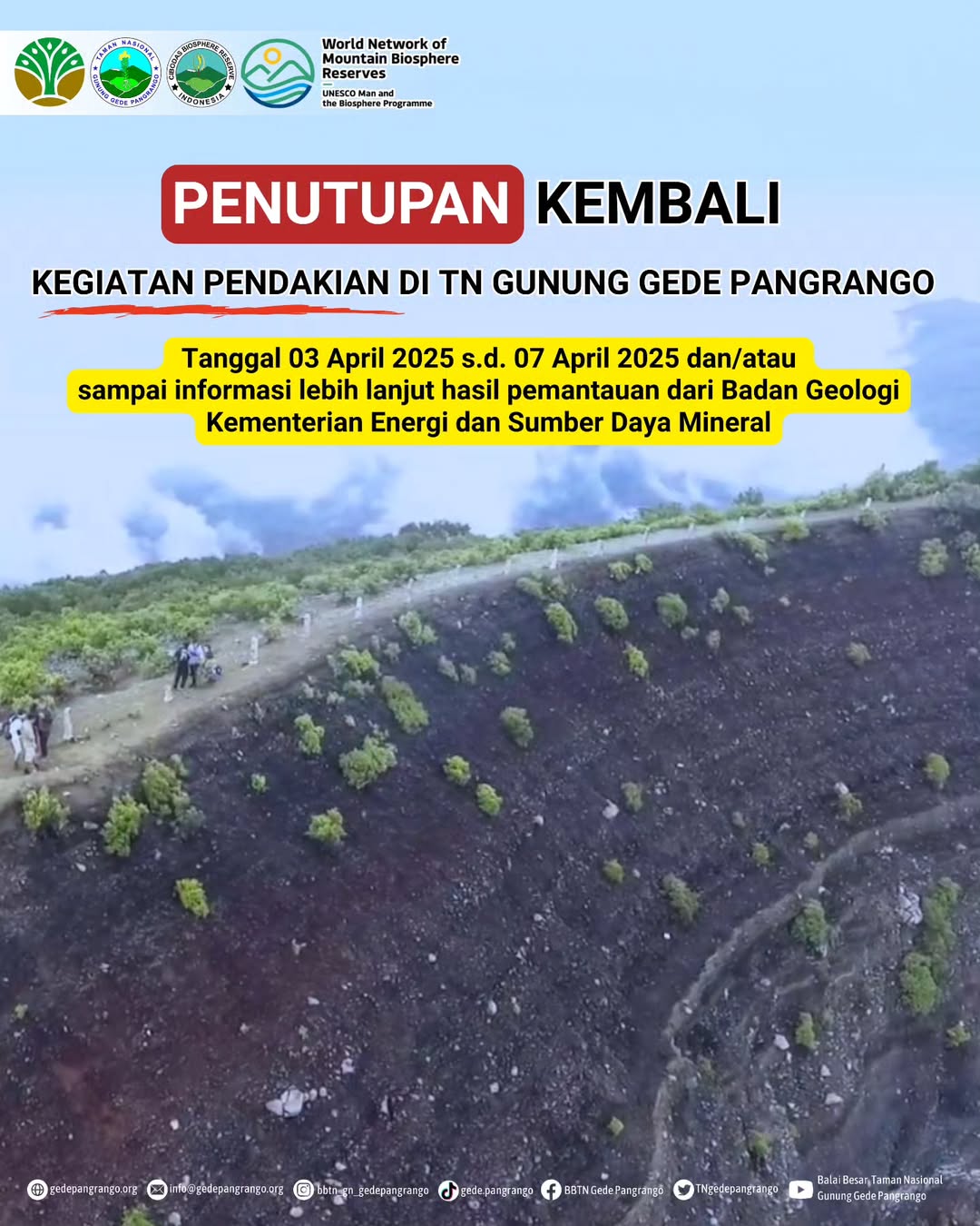 Aktivitas Gempa Vulkanik Meningkat, Pendakian Gunung Gede Pangrango Ditutup Sementara