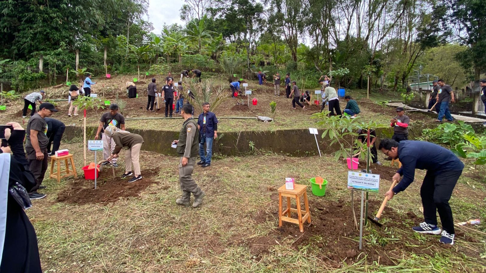 Lestarikan Hulu Sungai Cisadane, FKPCH dan AQUA Tanam Pohon 