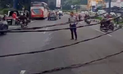 Kabel Menjuntai di Jalan Pajajaran Bogor, Lalu Lintas Sempat Tersendat